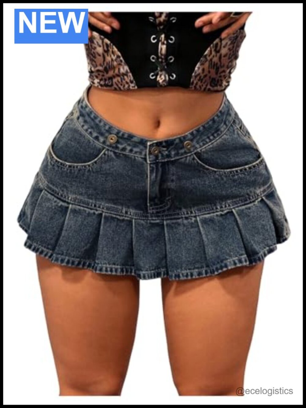 Women's Pleated Denim Y2K Low Waist Mini Skirt